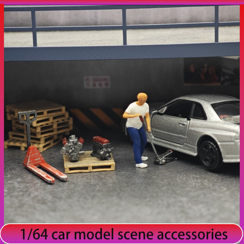 Car Accessories Decoration - 1:64 Araba Modeli Tamirhane Sahne Dekorasyonları,